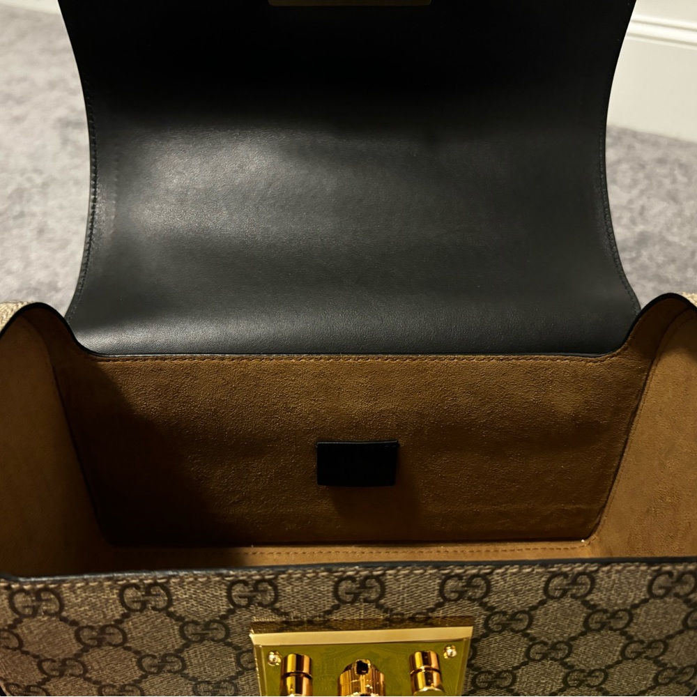 Gucci padlock bamboo shoulder bag GG coated canvas small - Picture 6 of 14